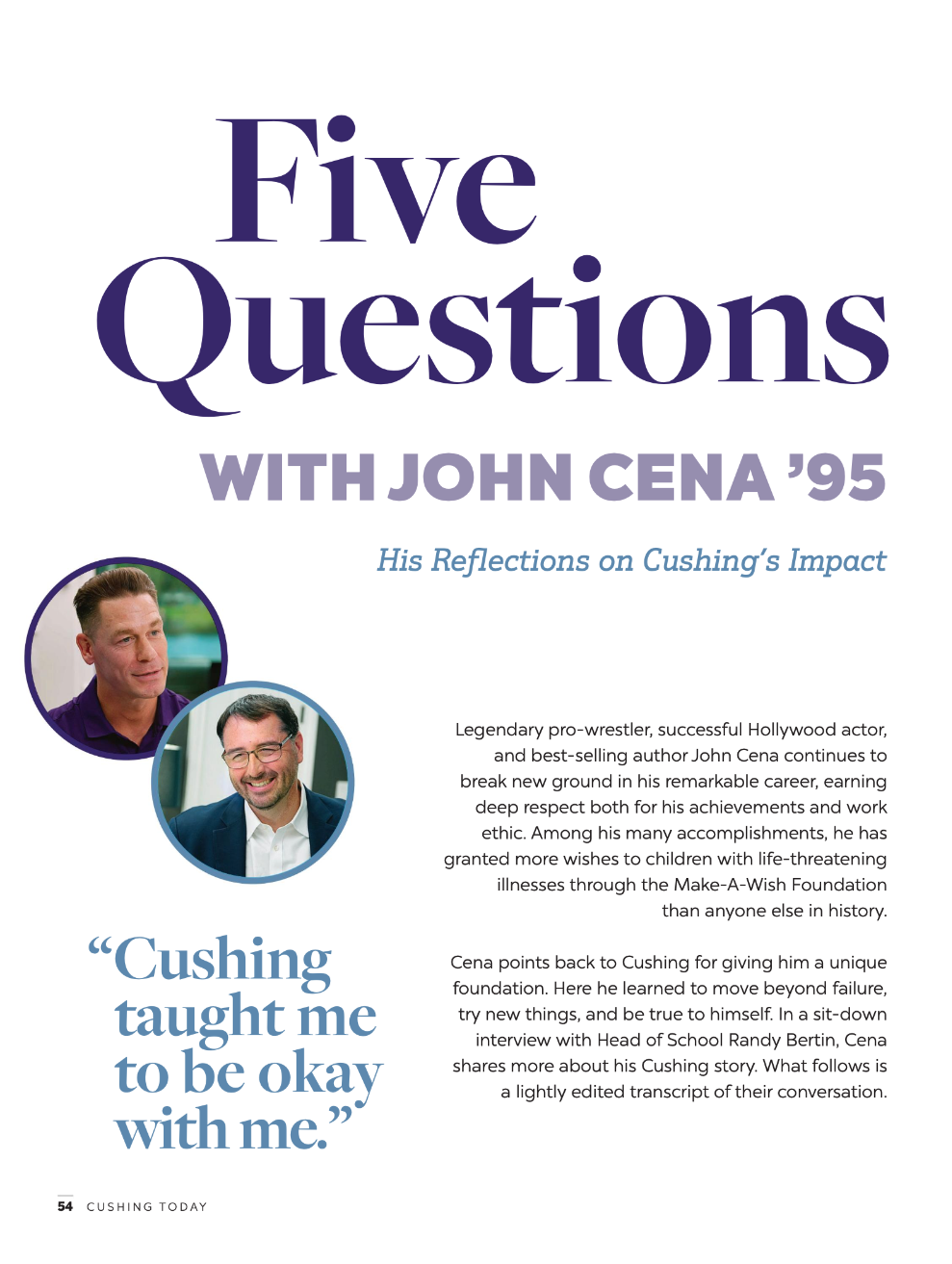 Five Questions with John Cena ’95